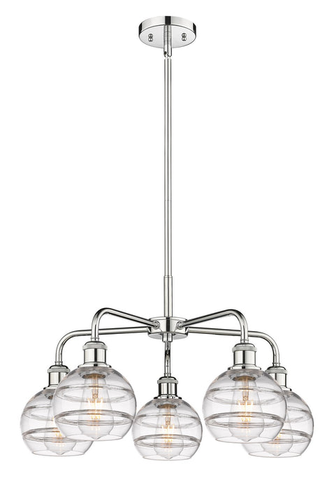Innovations 516-5CR-PC-G556-6CL Five Light Chandelier, Polished Chrome