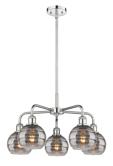 Innovations 516-5CR-PC-G556-6SM Five Light Chandelier, Polished Chrome