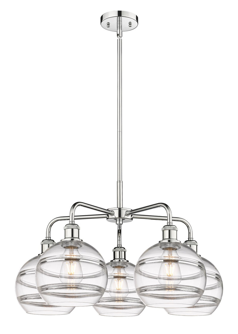 Innovations 516-5CR-PC-G556-8CL Five Light Chandelier, Polished Chrome