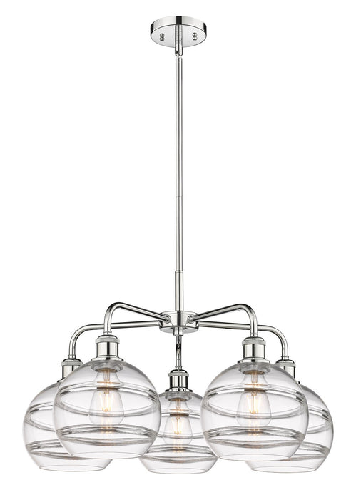 Innovations 516-5CR-PC-G556-8CL Five Light Chandelier, Polished Chrome
