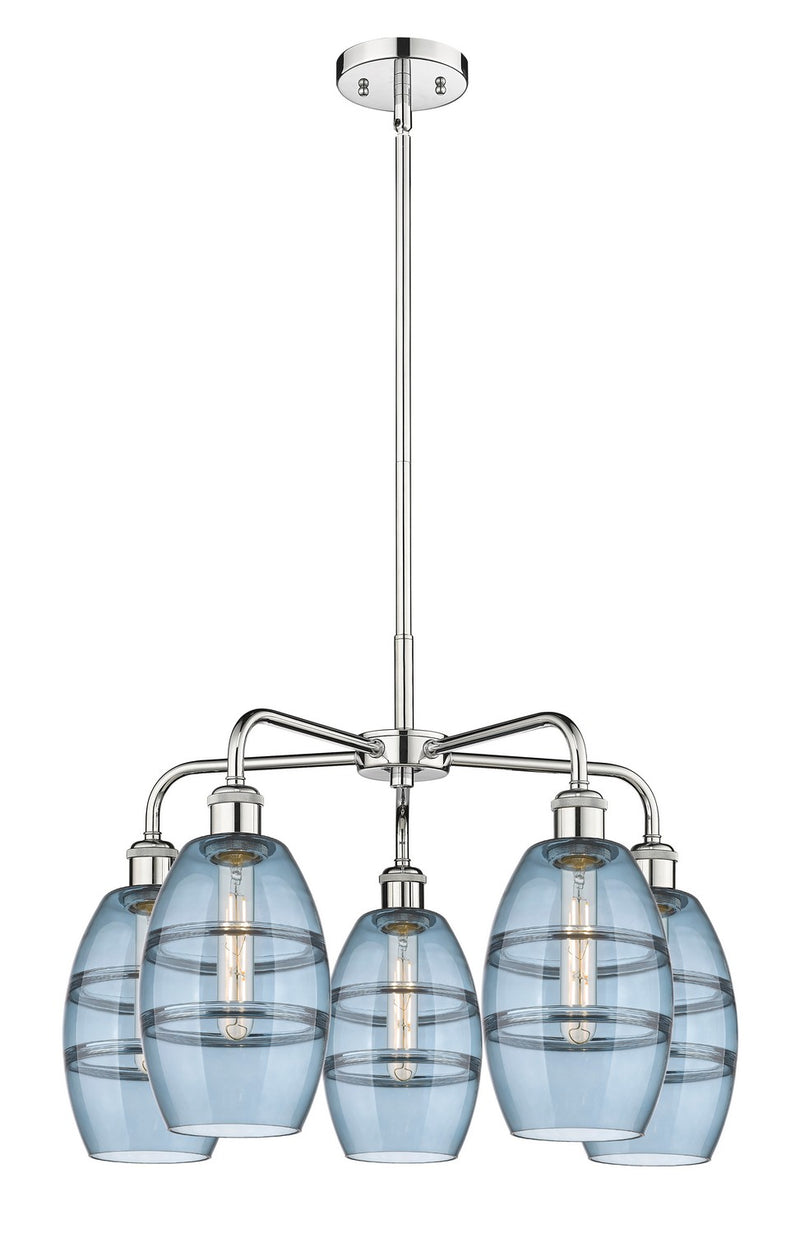 Innovations 516-5CR-PC-G557-6BL Five Light Chandelier, Polished Chrome