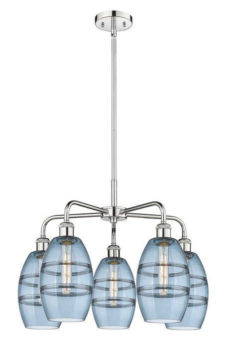 Innovations 516-5CR-PC-G557-6BL Five Light Chandelier, Polished Chrome