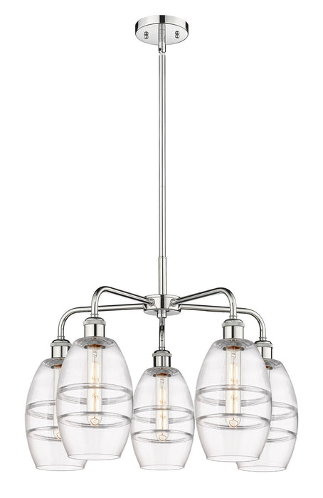 Innovations 516-5CR-PC-G557-6CL Five Light Chandelier, Polished Chrome