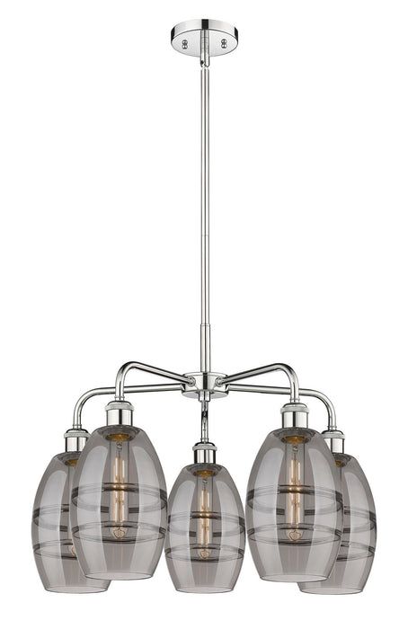 Innovations 516-5CR-PC-G557-6SM Five Light Chandelier, Polished Chrome