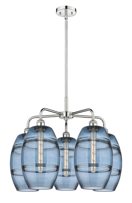 Innovations 516-5CR-PC-G557-8BL Five Light Chandelier, Polished Chrome