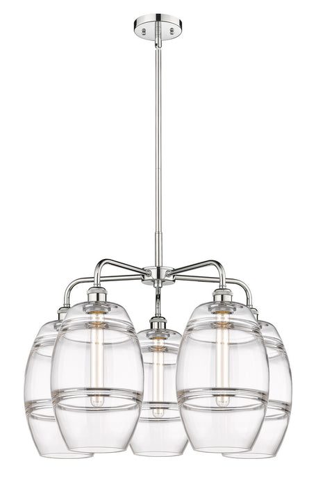 Innovations 516-5CR-PC-G557-8CL Five Light Chandelier, Polished Chrome