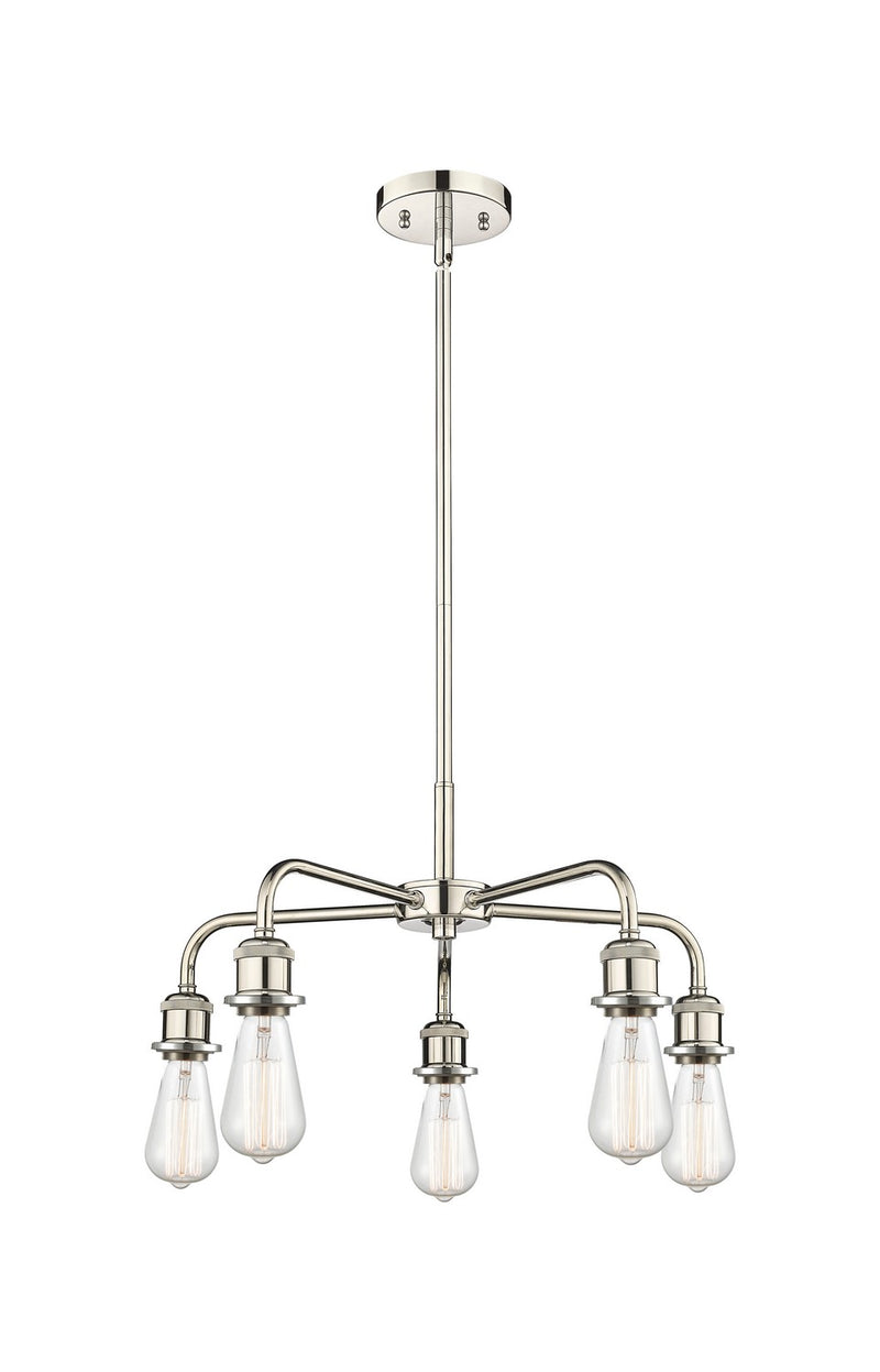 Innovations 516-5CR-PN Five Light Chandelier, Polished Nickel
