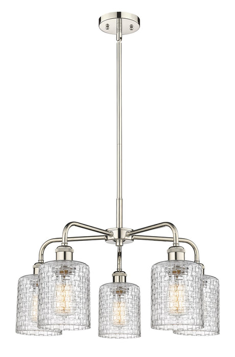 Innovations 516-5CR-PN-G112C-5CL Five Light Chandelier, Polished Nickel