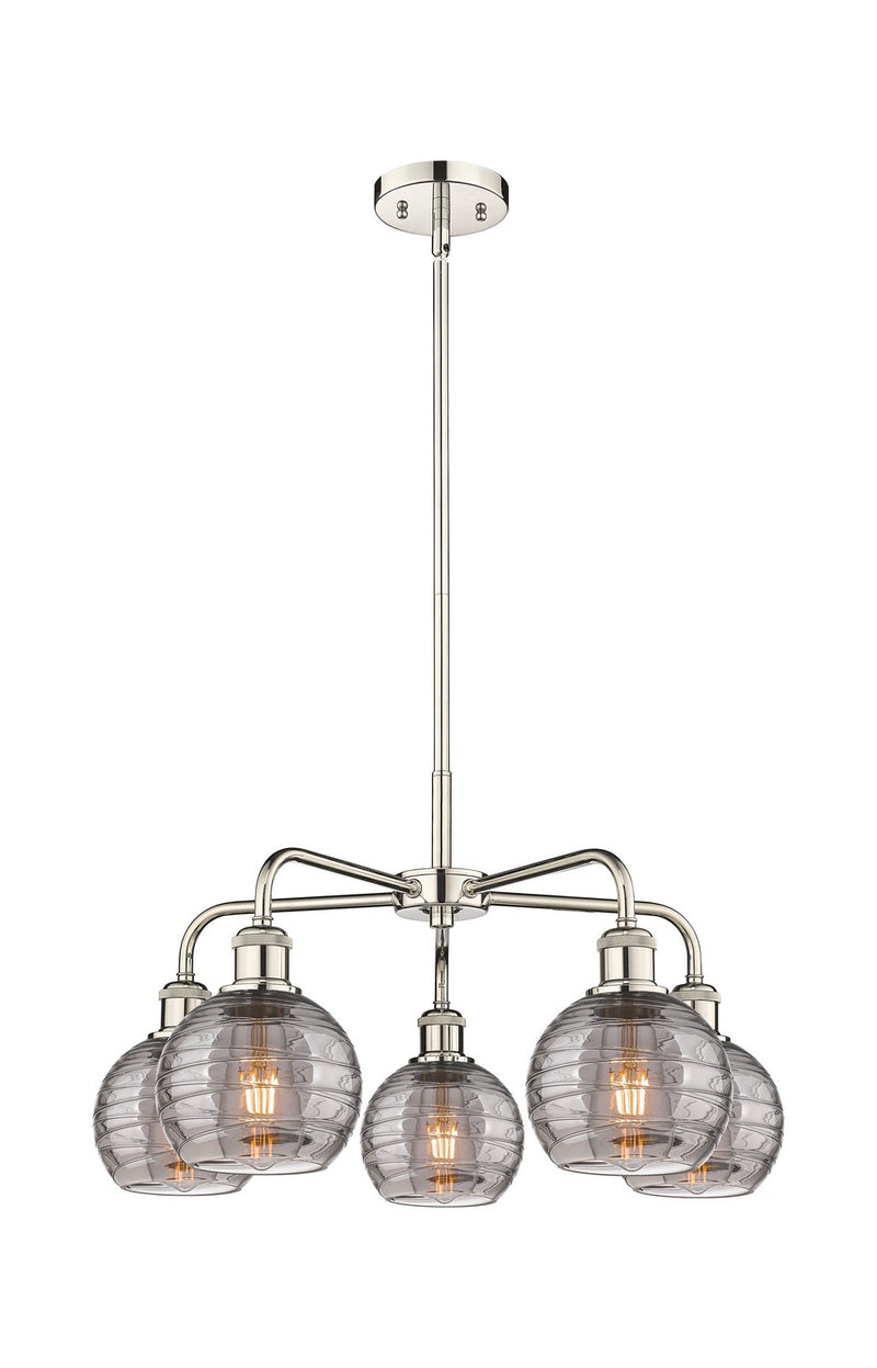 Innovations 516-5CR-PN-G1213-6SM Five Light Chandelier, Polished Nickel