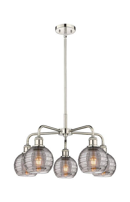 Innovations 516-5CR-PN-G1213-6SM Five Light Chandelier, Polished Nickel