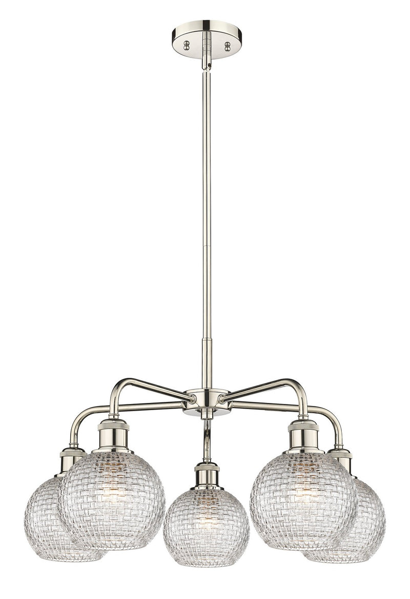 Innovations 516-5CR-PN-G122C-6CL Five Light Chandelier, Polished Nickel