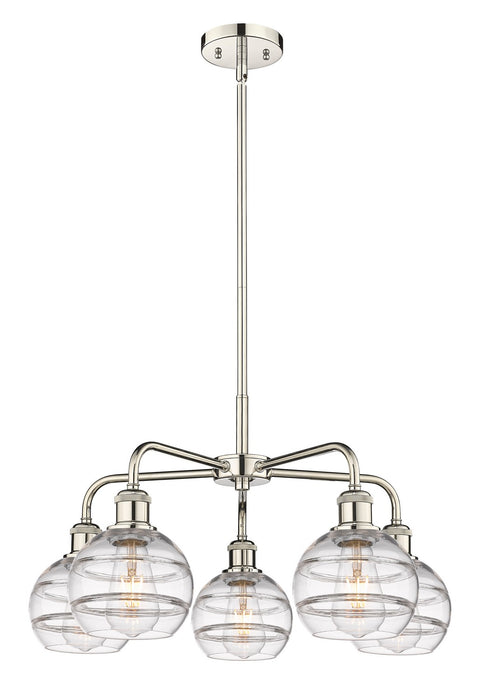 Innovations 516-5CR-PN-G556-6CL Five Light Chandelier, Polished Nickel