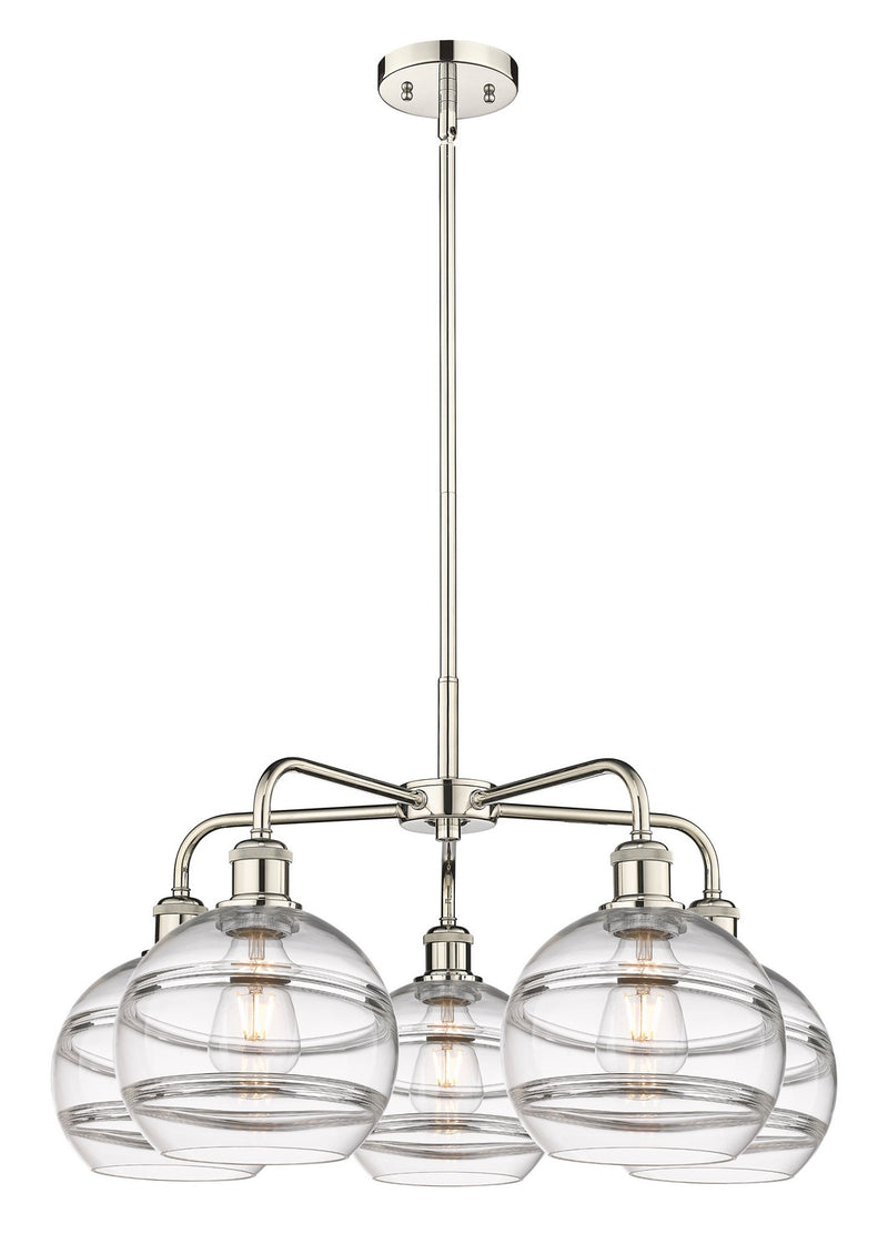 Innovations 516-5CR-PN-G556-8CL Five Light Chandelier, Polished Nickel