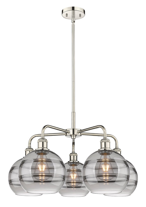 Innovations 516-5CR-PN-G556-8SM Five Light Chandelier, Polished Nickel
