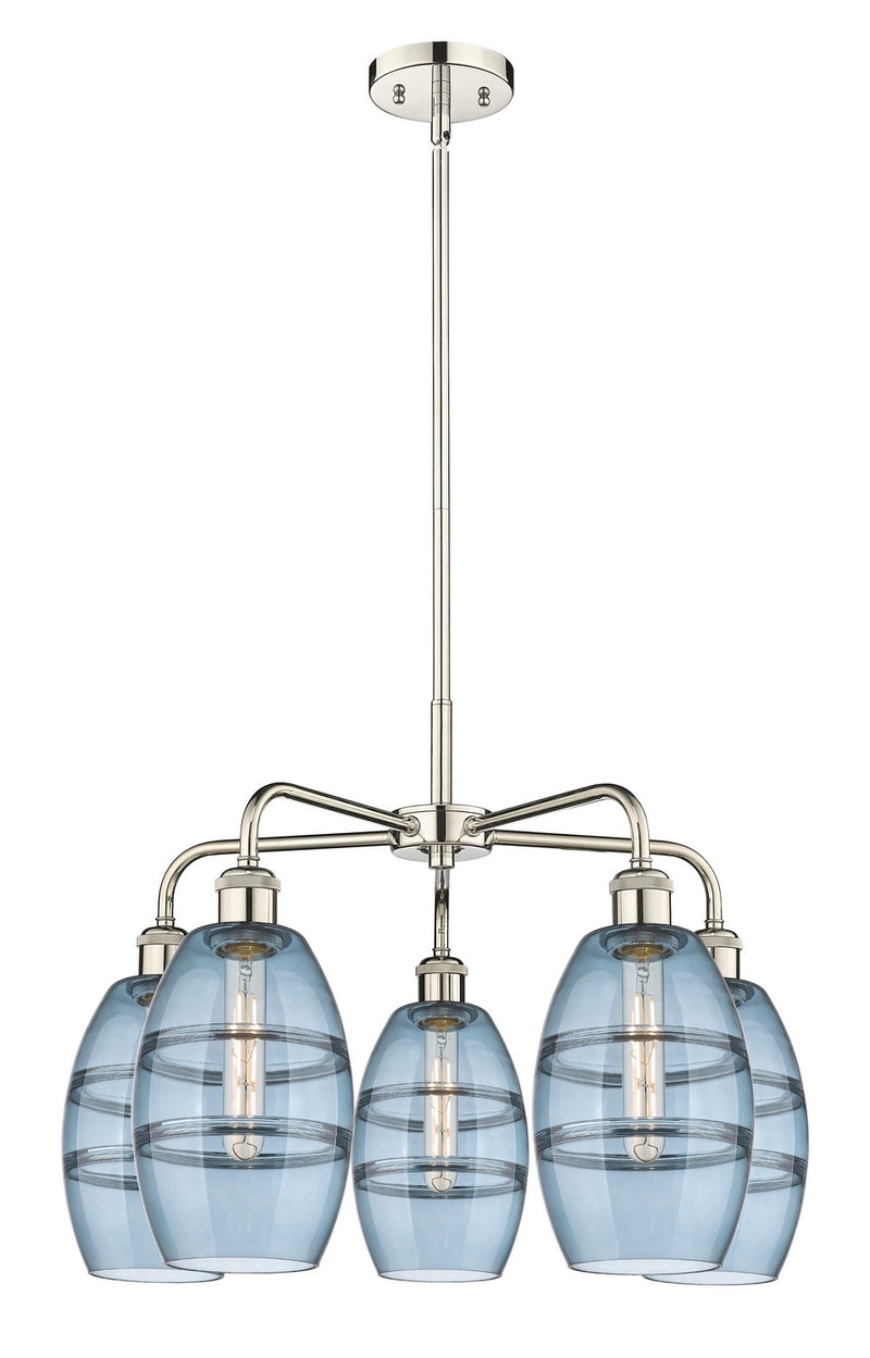 Innovations 516-5CR-PN-G557-6BL Five Light Chandelier, Polished Nickel