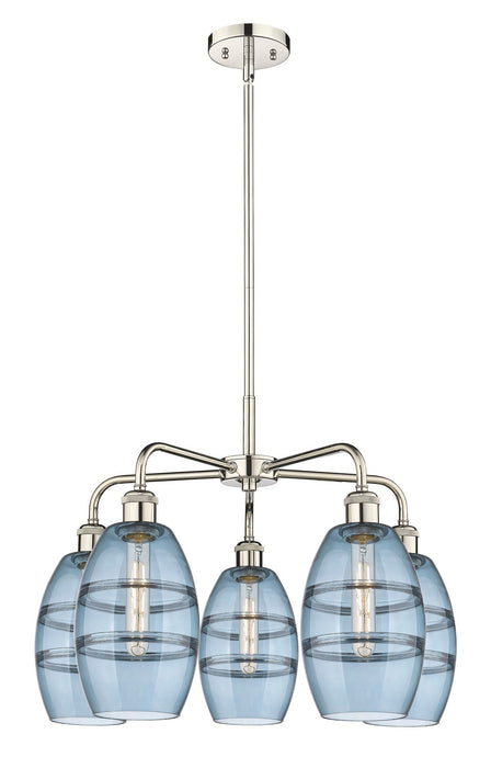 Innovations 516-5CR-PN-G557-6BL Five Light Chandelier, Polished Nickel