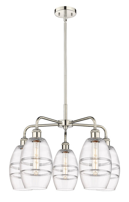 Innovations 516-5CR-PN-G557-6CL Five Light Chandelier, Polished Nickel
