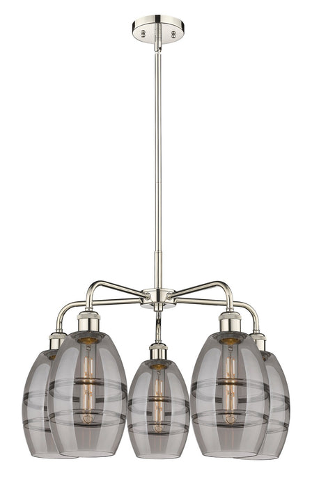 Innovations 516-5CR-PN-G557-6SM Five Light Chandelier, Polished Nickel
