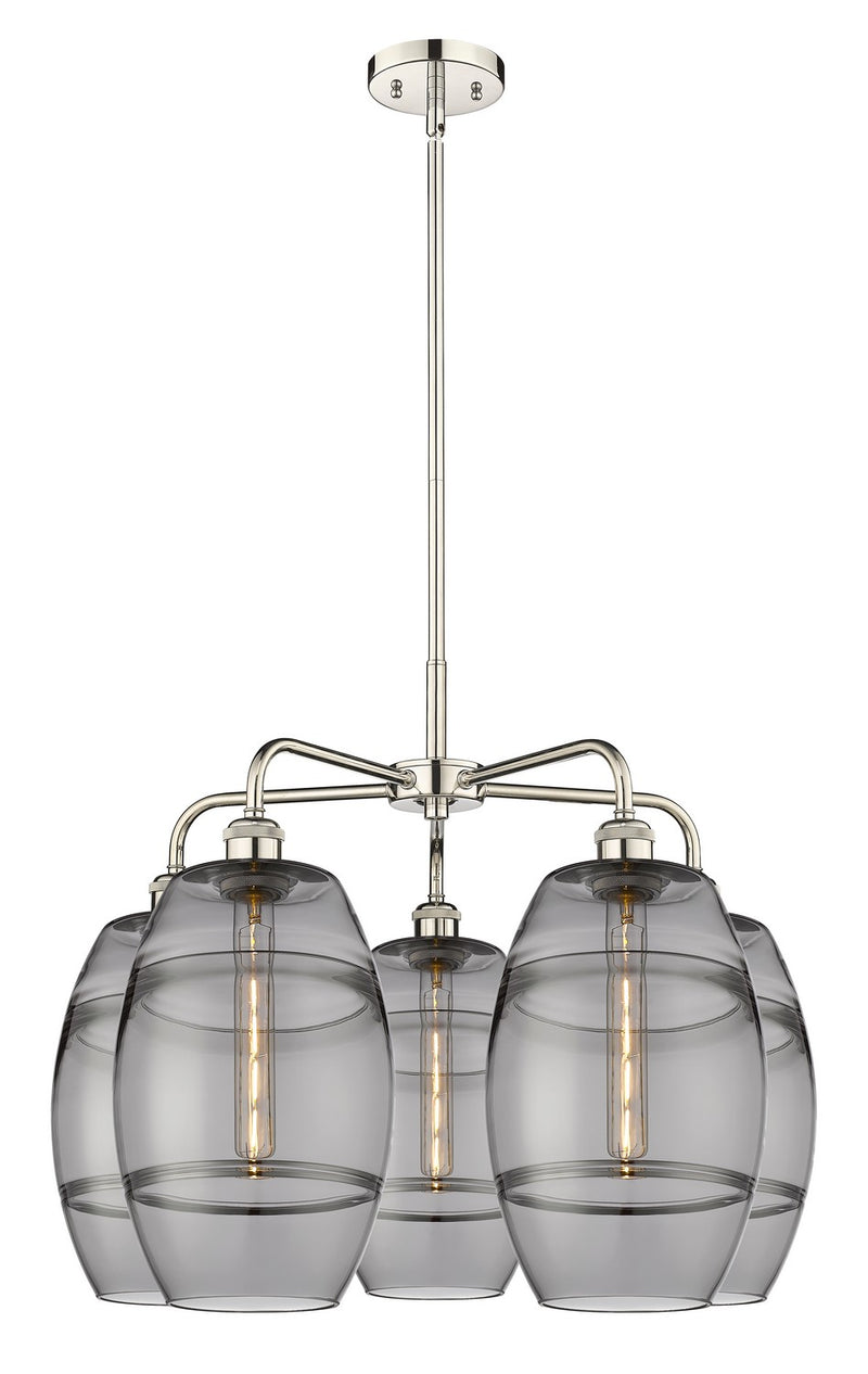 Innovations 516-5CR-PN-G557-8SM Five Light Chandelier, Polished Nickel