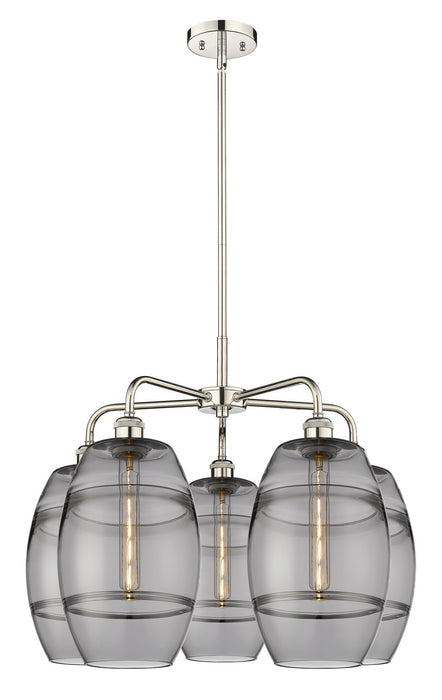 Innovations 516-5CR-PN-G557-8SM Five Light Chandelier, Polished Nickel