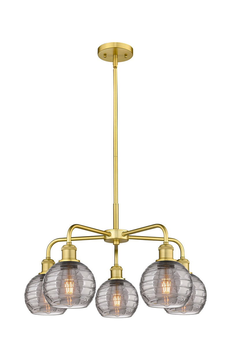 Innovations 516-5CR-SG-G1213-6SM Five Light Chandelier, Satin Gold
