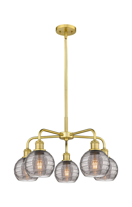 Innovations 516-5CR-SG-G1213-6SM Five Light Chandelier, Satin Gold