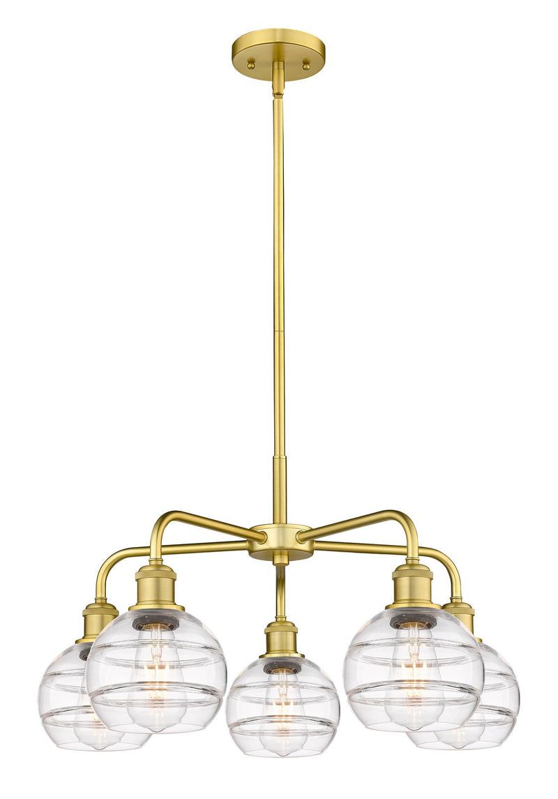 Innovations 516-5CR-SG-G556-6CL Five Light Chandelier, Satin Gold