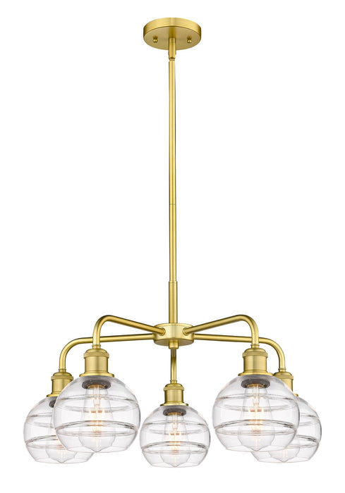 Innovations 516-5CR-SG-G556-6CL Five Light Chandelier, Satin Gold
