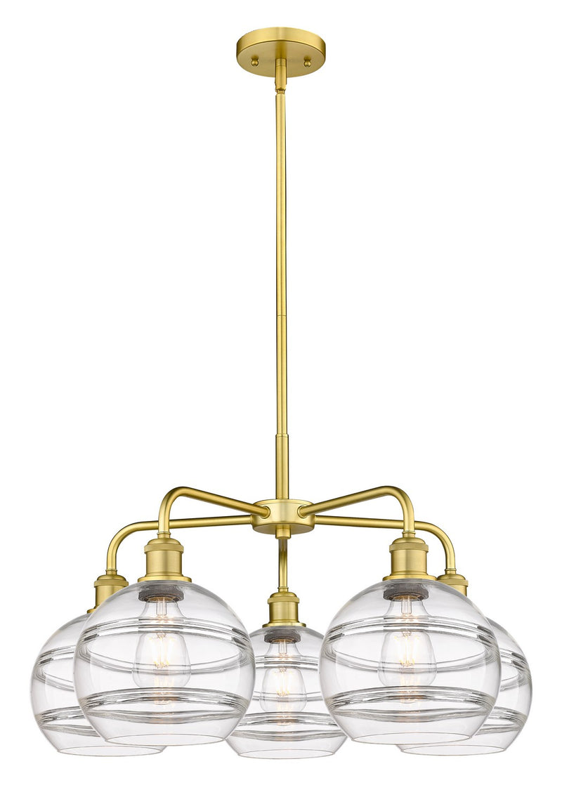 Innovations 516-5CR-SG-G556-8CL Five Light Chandelier, Satin Gold