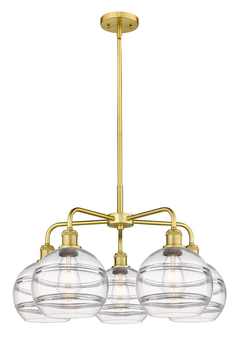 Innovations 516-5CR-SG-G556-8CL Five Light Chandelier, Satin Gold