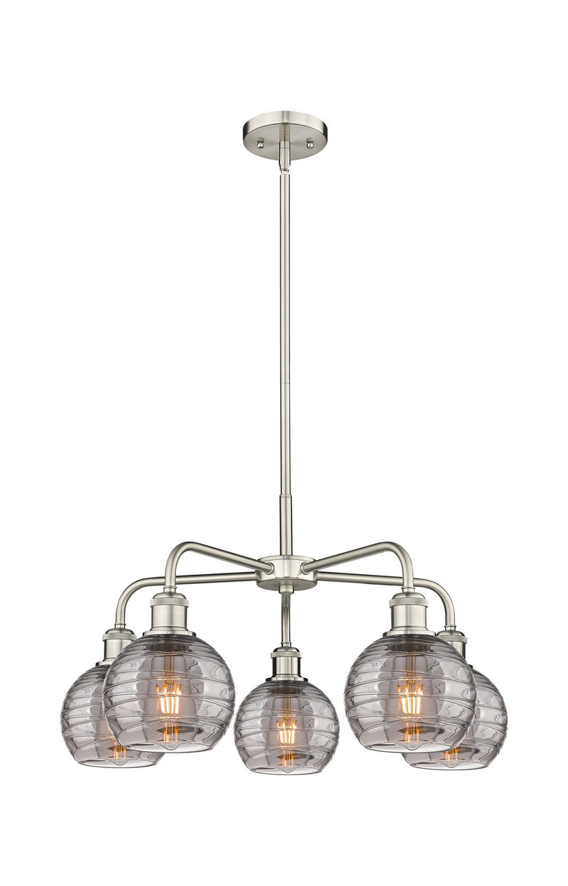 Innovations 516-5CR-SN-G1213-6SM Five Light Chandelier, Satin Nickel