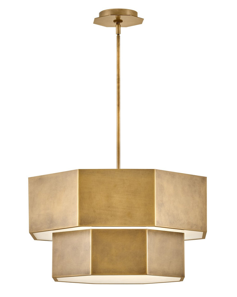 Hinkley 46994HB LED Convertible Chandelier, Heritage Brass