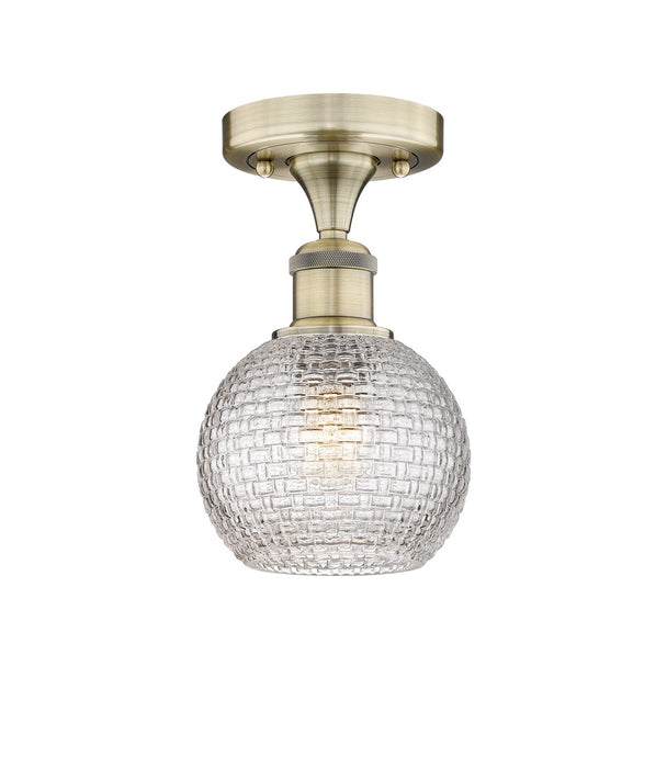 Innovations 616-1F-AB-G122C-6CL One Light Semi-Flush Mount, Antique Brass