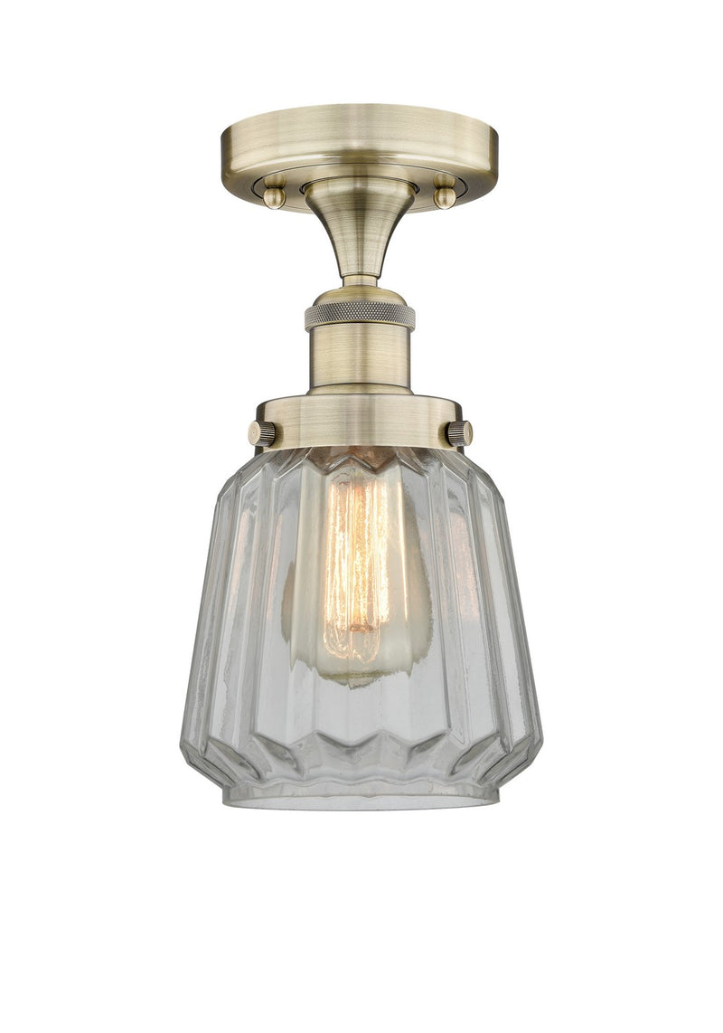 Innovations 616-1F-AB-G142 One Light Semi-Flush Mount, Antique Brass