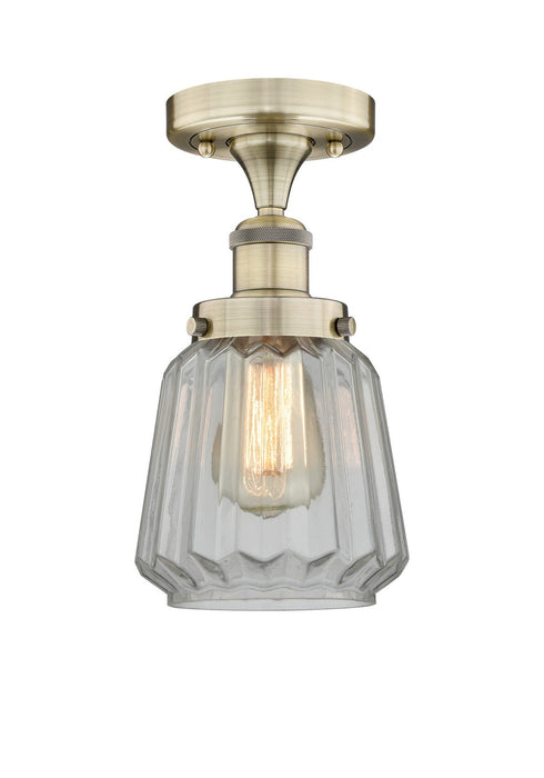 Innovations 616-1F-AB-G142 One Light Semi-Flush Mount, Antique Brass