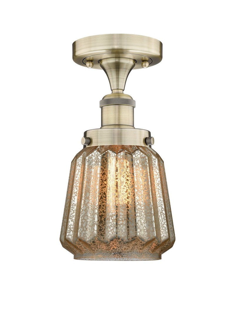 Innovations 616-1F-AB-G146 One Light Semi-Flush Mount, Antique Brass