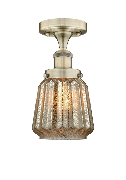 Innovations 616-1F-AB-G146 One Light Semi-Flush Mount, Antique Brass