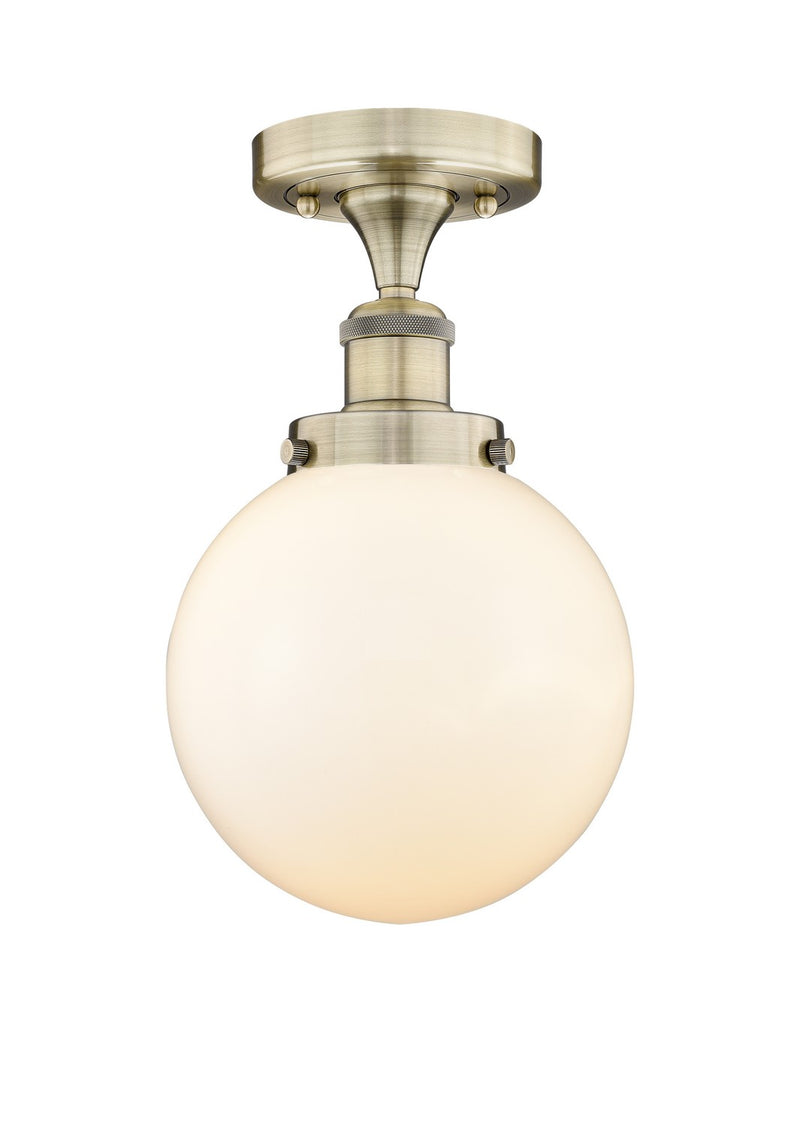 Innovations 616-1F-AB-G201-8 One Light Semi-Flush Mount, Antique Brass