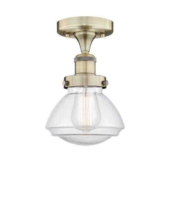 Innovations 616-1F-AB-G324 One Light Semi-Flush Mount, Antique Brass