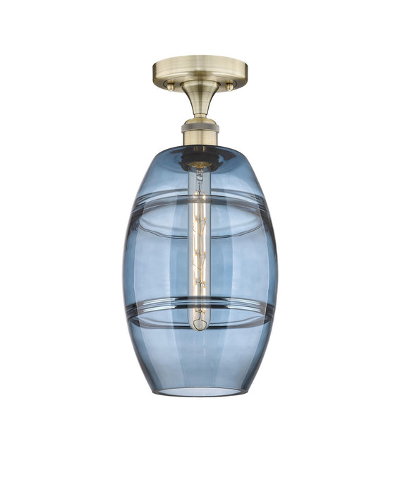 Innovations 616-1F-AB-G557-8BL One Light Semi-Flush Mount, Antique Brass