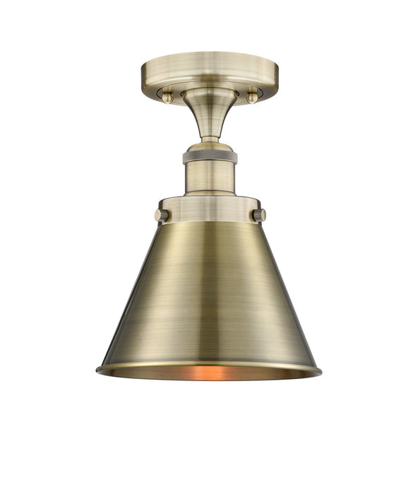 Innovations 616-1F-AB-M13-AB One Light Semi-Flush Mount, Antique Brass