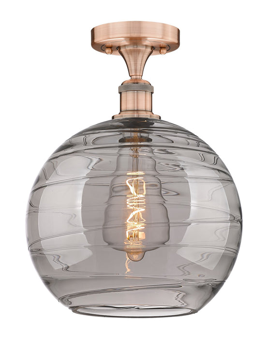 Innovations 616-1F-AC-G1213-12SM One Light Semi-Flush Mount, Antique Copper