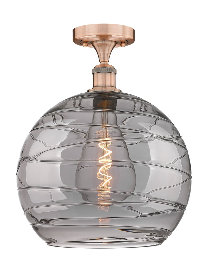 Innovations 616-1F-AC-G1213-14SM One Light Semi-Flush Mount, Antique Copper