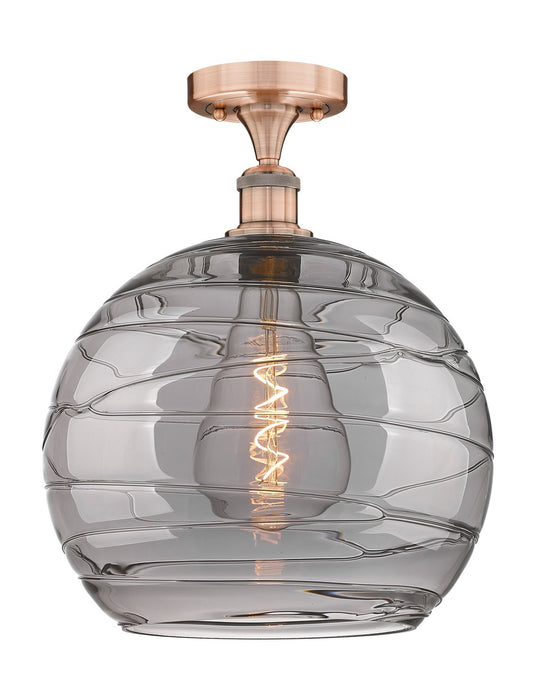 Innovations 616-1F-AC-G1213-14SM One Light Semi-Flush Mount, Antique Copper