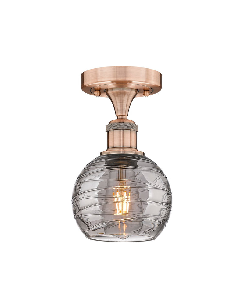 Innovations 616-1F-AC-G1213-6SM One Light Semi-Flush Mount, Antique Copper