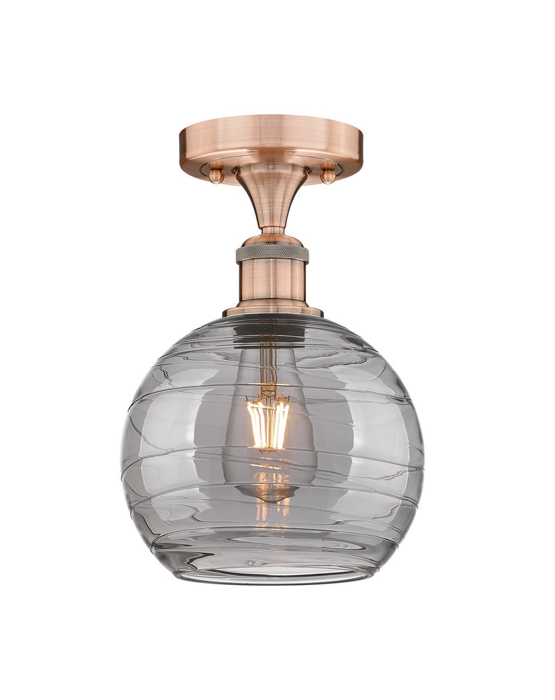 Innovations 616-1F-AC-G1213-8SM One Light Semi-Flush Mount, Antique Copper