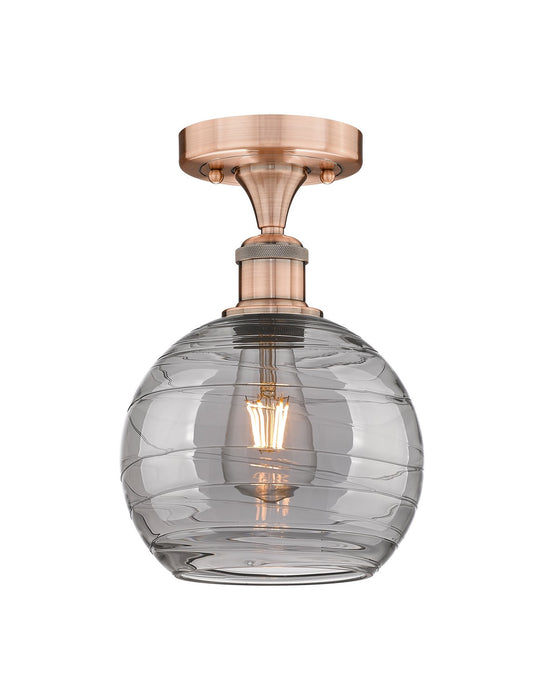 Innovations 616-1F-AC-G1213-8SM One Light Semi-Flush Mount, Antique Copper