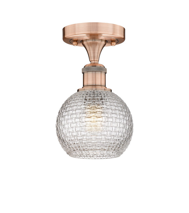 Innovations 616-1F-AC-G122C-6CL One Light Semi-Flush Mount, Antique Copper