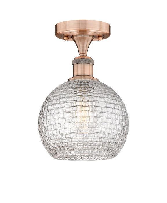 Innovations 616-1F-AC-G122C-8CL One Light Semi-Flush Mount, Antique Copper