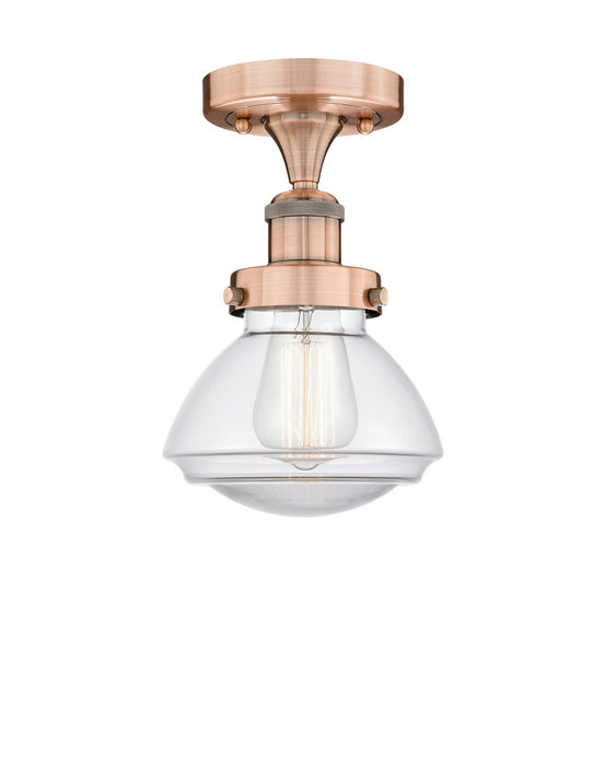 Innovations 616-1F-AC-G322 One Light Semi-Flush Mount, Antique Copper